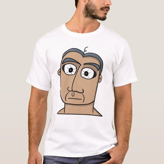 目を見開いたミニマリストの肖像画 Tシャツ (正面)