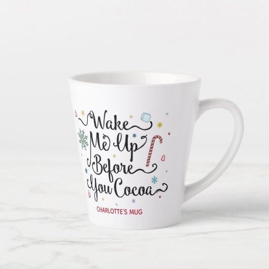 目を覚ましてからカワイイ名をパーソナライズされた取る カフェラテマグ (右)