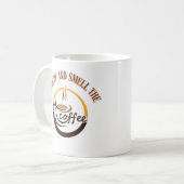 目を覚ましてコーヒーの香りを嗅いで コーヒーマグカップ (正面左)