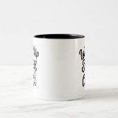 目を覚ましてコーヒーの香りを嗅いで、 ツートーンマグカップ (中央)