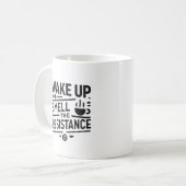 目を覚まし抵抗の匂いを嗅ぐ コーヒーマグカップ (正面左)