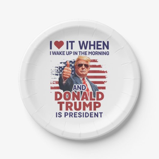 目を覚ますとトランプがフー大統領で大好き ペーパープレート (正面)