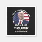 目を覚ますとドナルドが私の社長をトランプする時が大好き スタンダードカクテルナプキン (正面)