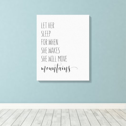 目を覚ますと彼女が動くので彼女を眠らせなさい キャンバスプリント (インサイチュ (ウッドフロア))