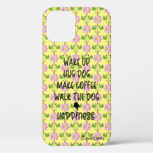 目を覚ますと犬を歩く…ハピネス黄色iPhoneケース iPhone 12ケース