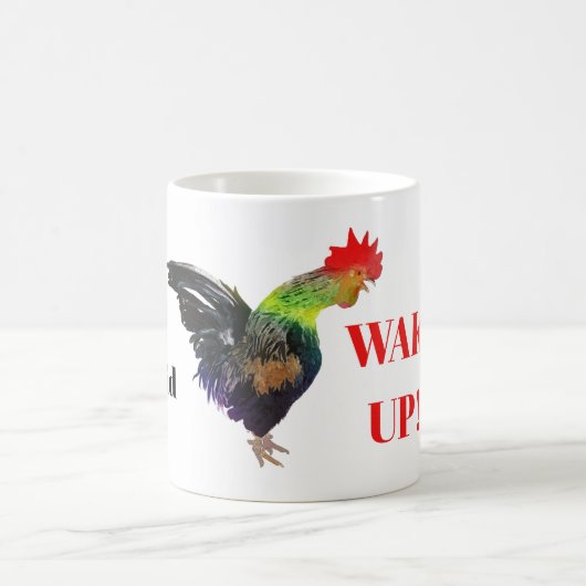 「目を覚ますと言ったユーモアのある」 コーヒーマグカップ (中央)