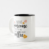 目を覚ますと輝き:完璧なコーヒー引用文マグカップ ツートーンマグカップ (正面左)