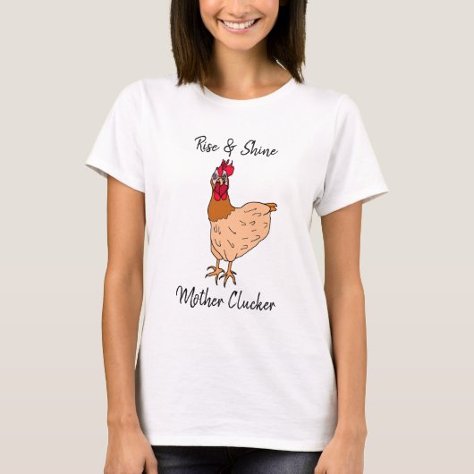 目を覚ませ、母なる雌鳥よ 笑えるチキン シリー Tシャツ (正面)