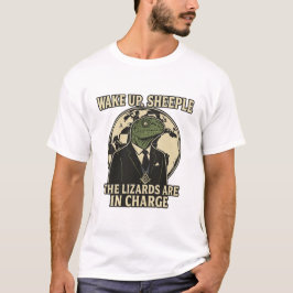 目を覚ませ、羊たちよ！爬虫類支配者のパロディ Tシャツ