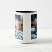 目を覚ま頼した子猫の「何を見てるんだ」 マグカップ (中央)