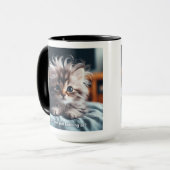 目を覚ま頼した子猫の「何を見てるんだ」 マグカップ (正面左)