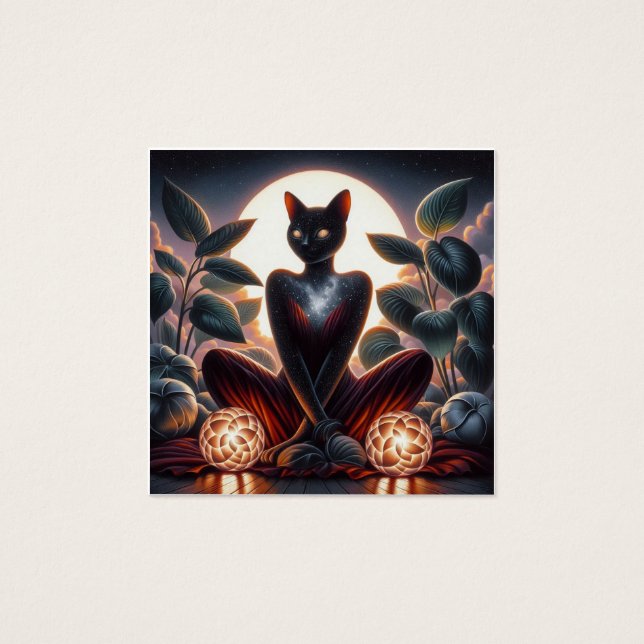 目を超えた宇宙白熱［赤熱］光を放つ黒猫 (正面)