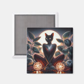 目を超えた宇宙白熱［赤熱］光を放つ黒猫 マグネット (正面/裏面)