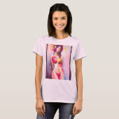 目を閉じた女性のポーズ サンダーカーヴ Tシャツ (正面フル)