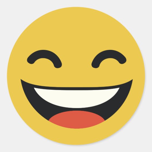 目を閉じて絵文字を笑う ラウンドシール (正面)
