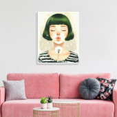 目を閉吹じた少女タンポポ キャンバスプリント (インサイチュ (リビング))