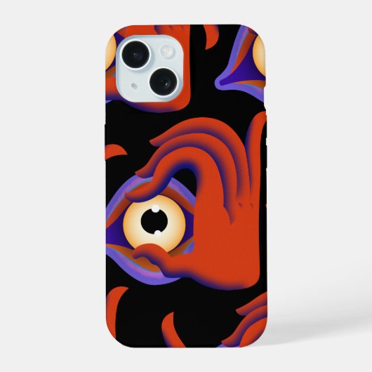 目を開く iPhone 15ケース (裏面)