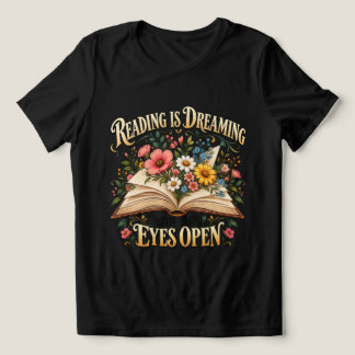 目を開けて夢見る読書Tシャツ トライブレンドTシャツ