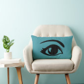 目を(右の)まばたきさせているティール(緑がかった色) ランバークッション (椅子)