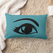 目を(右の)まばたきさせているティール(緑がかった色) ランバークッション (ブランケット)