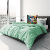 目カラフルを引くモダン絵を描女性 クッション