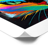 目カラフルを絞ったポップ・アートの抽象芸術猫 ポスター (角)