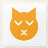 目キスをするを閉じた絵文字 ガラスコースター (正面)