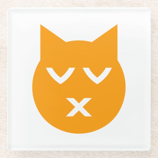 目キスをするを閉じた絵文字 ガラスコースター (正面)