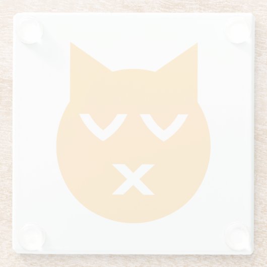 目キスをするを閉じた絵文字 ガラスコースター (裏面)