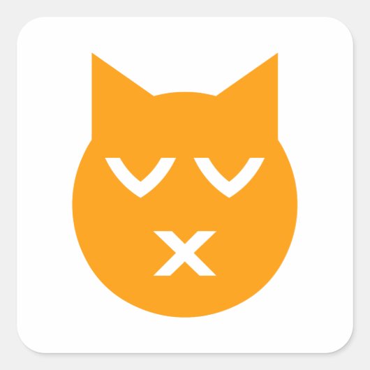 目キスをするを閉じた絵文字 スクエアシール (正面)