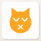 目キスをするを閉じた絵文字 スクエアペーパーコースター (正面)