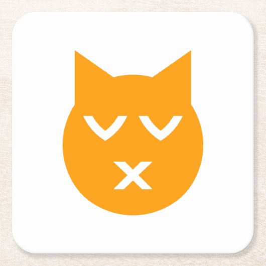 目キスをするを閉じた絵文字 スクエアペーパーコースター (正面)