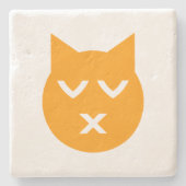 目キスをするを閉じた絵文字 ストーンコースター (正面)