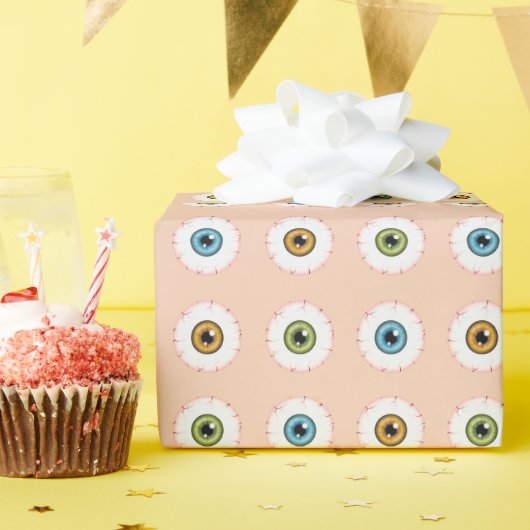 目パターカラフルンホラーハロウィーンの目玉 ラッピングペーパー (誕生日パーティー)