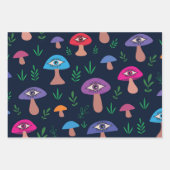 目パターン付き非現実的キノコ型 ラッピングペーパーシート (正面2)