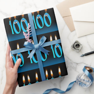 目ユーモアのある玉つき100歳の誕生日ろうそく ラッピングペーパー