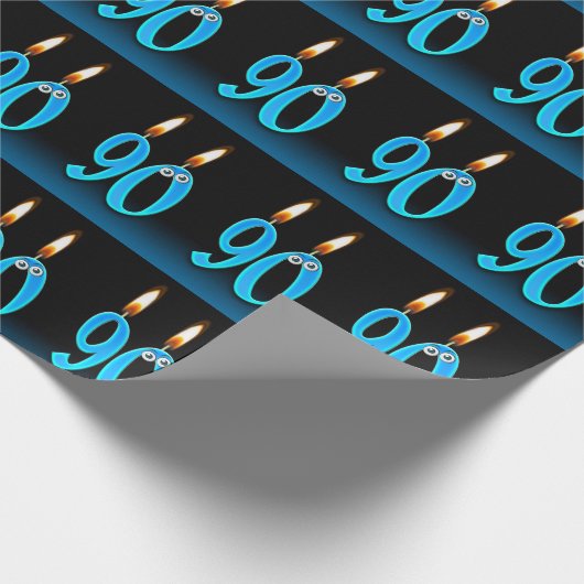 目ユーモアのある玉つき90歳の誕生日ろうそく ラッピングペーパー (角)