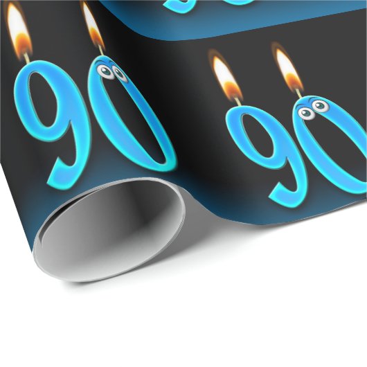 目ユーモアのある玉つき90歳の誕生日ろうそく ラッピングペーパー (ロールコーナー)