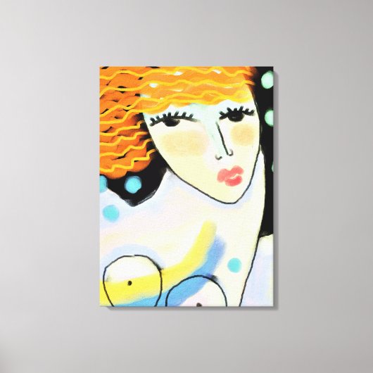 目ワイドオープン抽象芸術デジタルポートレートの女性 キャンバスプリント (正面)