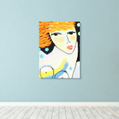 目ワイドオープン抽象芸術デジタルポートレートの女性 キャンバスプリント (インサイチュ (ウッドフロア))