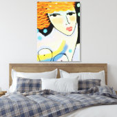 目ワイドオープン抽象芸術デジタルポートレートの女性 キャンバスプリント (インサイチュ (寝室))