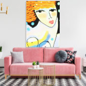 目ワイドオープン抽象芸術デジタルポートレートの女性 キャンバスプリント (インサイチュ (リビング))