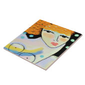 目ワイドオープン抽象芸術デジタルポートレートの女性 タイル (側面)