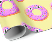 目付きドーナツ及び振りかけるスケッチ模様 ラッピングペーパー (ロールコーナー)