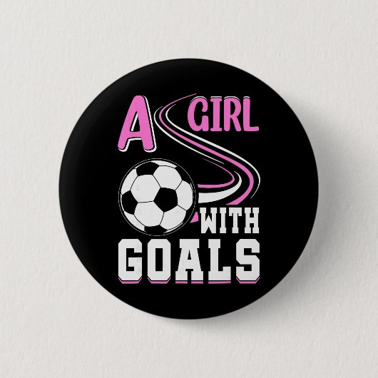目標を持った少女 I サッカー 缶バッジ (正面)