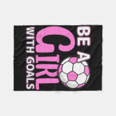 目標を持つ女の子になろう!サッカー フリースブランケット (正面(横))