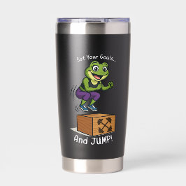 目標を決めてジャンプしよう - 女性のカエルのワークアウト 保温保冷タンブラー