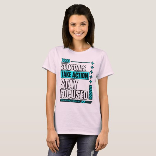 目標を設定して行動に移し集中する Tシャツ (正面フル)