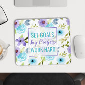 目標を設定 祈りを捧げる 努力を重ねる 水彩花イラスト マウスパッド