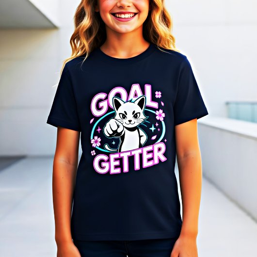 目標を達成する猫シャツ 面白い かわいい やる気が出る ギフト Tシャツ